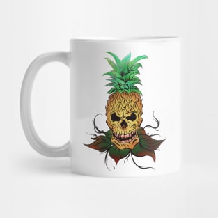 Pineapple Skull white and gray fade out Mug